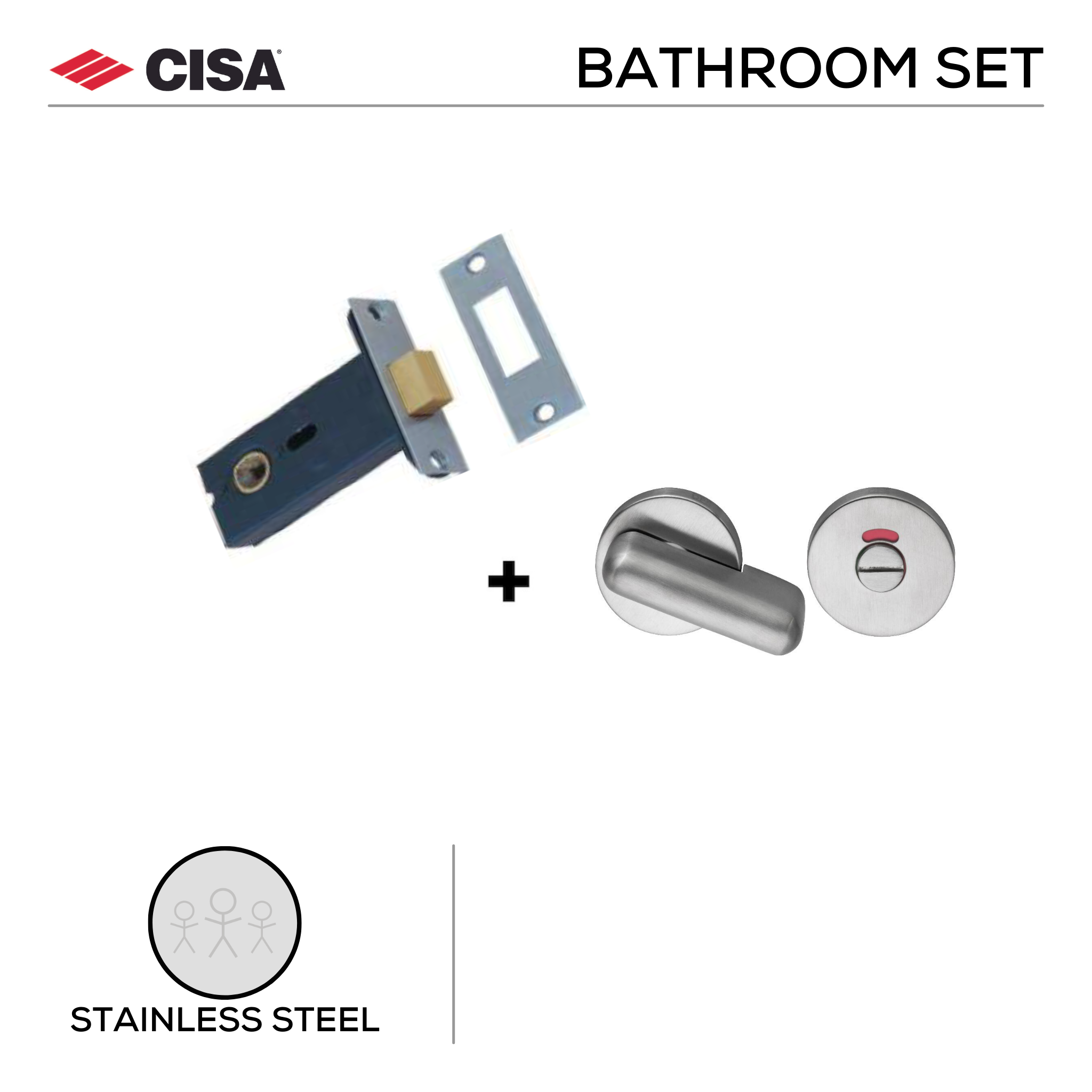 WCDL + FWC.104.RL.SS, Bathroom, Indicator with Bolt, Stainless Steel, CISA