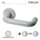 Finn, Lever Handles, Tubular, PVC, On Round Rose, With Escutcheons, Stainless Steel, QS-1