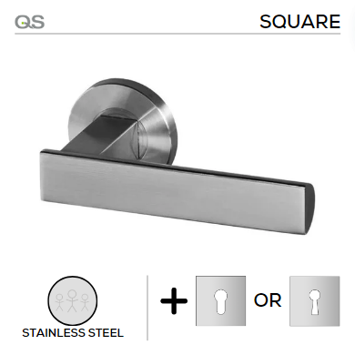 QS Stainless Steel Lever Handle shown in main product view, giving patio and sliding doors clean stainless confidence.