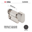08559-04-00-BLK-KD, 39,5mm - 29.5/10, Half (Single Cylinder), C2000, Thumbturn, Keyed to Differ (Standard), Black, CISA-1