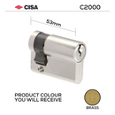 0G304-11-00-KD, 53mm - 42.5/10, Half (Single Cylinder), C2000, Key, Keyed to Differ (Standard), 3 Keys, 5 Pin, Brass, CISA-1