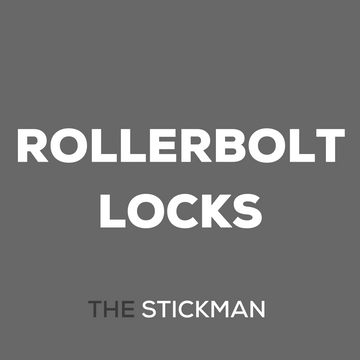 Main product view showing The Stickman Store Rollerbolt Lock — proper hardware with a bit of attitude for doors.