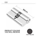 QS1104/Black, 66mm - 33/33, Double Cylinder, Key to Key, Keyed to Differ (Standard), 3 Keys, 5 Pin, Matt Black, QS-1