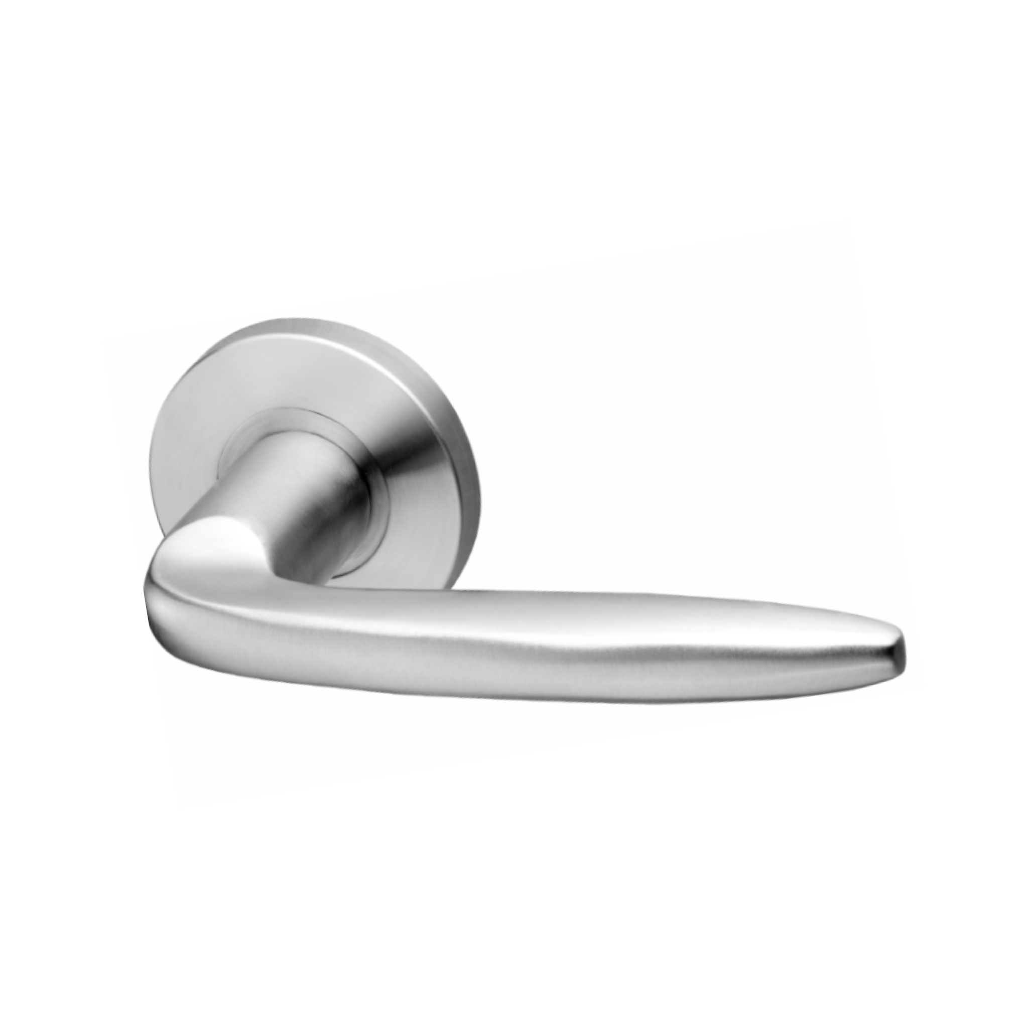 Albourg, Lever Handles, Solid, On Round Rose, With Escutcheons, Stainless Steel, QS
