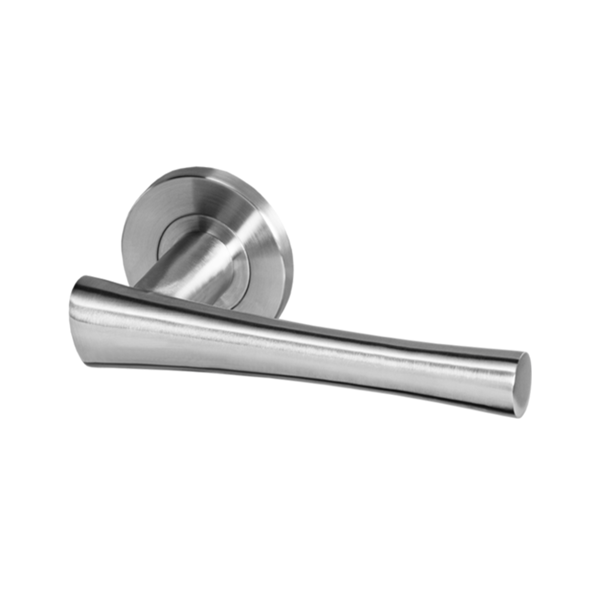 Alta, Lever Handles, Form, On Round Rose, With Escutcheons, Stainless Steel, QS