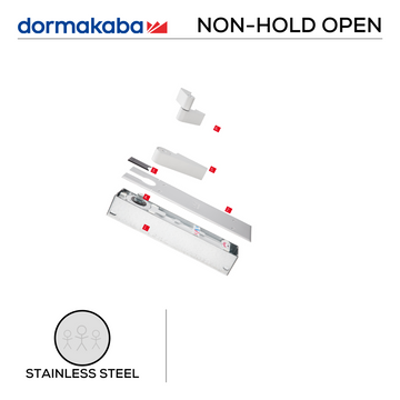 DORMAKABA Aluminium Floor Spring for Aluminium Door, main product view with clean, clever, and ready to work, non hold open.