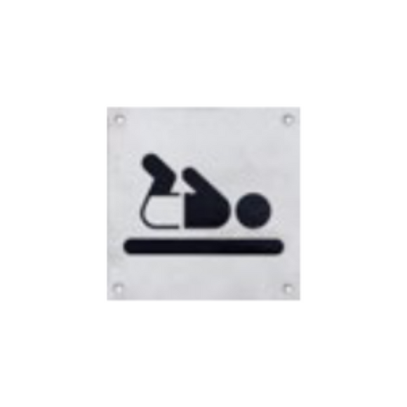 DSS-134, Door Signage, Baby Change , 150mm (l), 150mm (w), 1,2mm (t), Stainless Steel, DORMAKABA