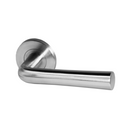 Bergen, Lever Handles, Form, On Round Rose, With Escutcheons, Stainless Steel, QS-2