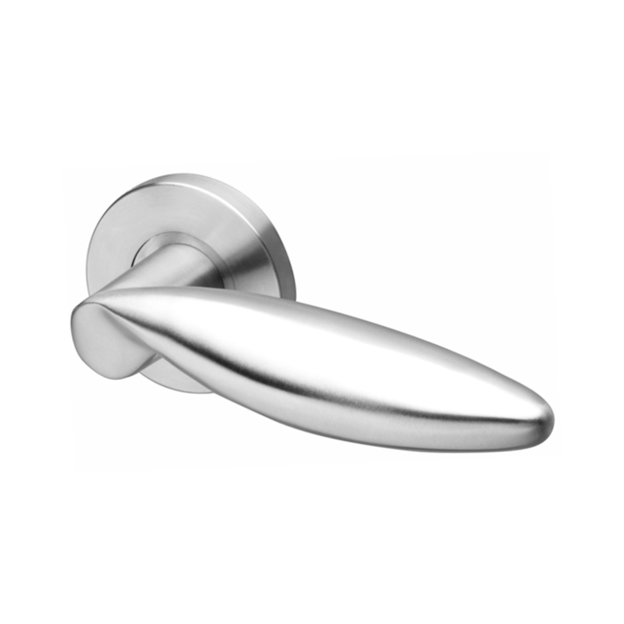 Boras, Lever Handles, Form, On Round Rose, With Escutcheons, Stainless Steel, QS