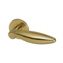 Boras PVD, Lever Handles, Form, On Round Rose, With Escutcheons, PVD Brass, QS-2