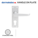 CB 30 Cylinder, Lever Handles, Solid, On Plate, 110mm (l), Satin Chrome, DORMAKABA-1