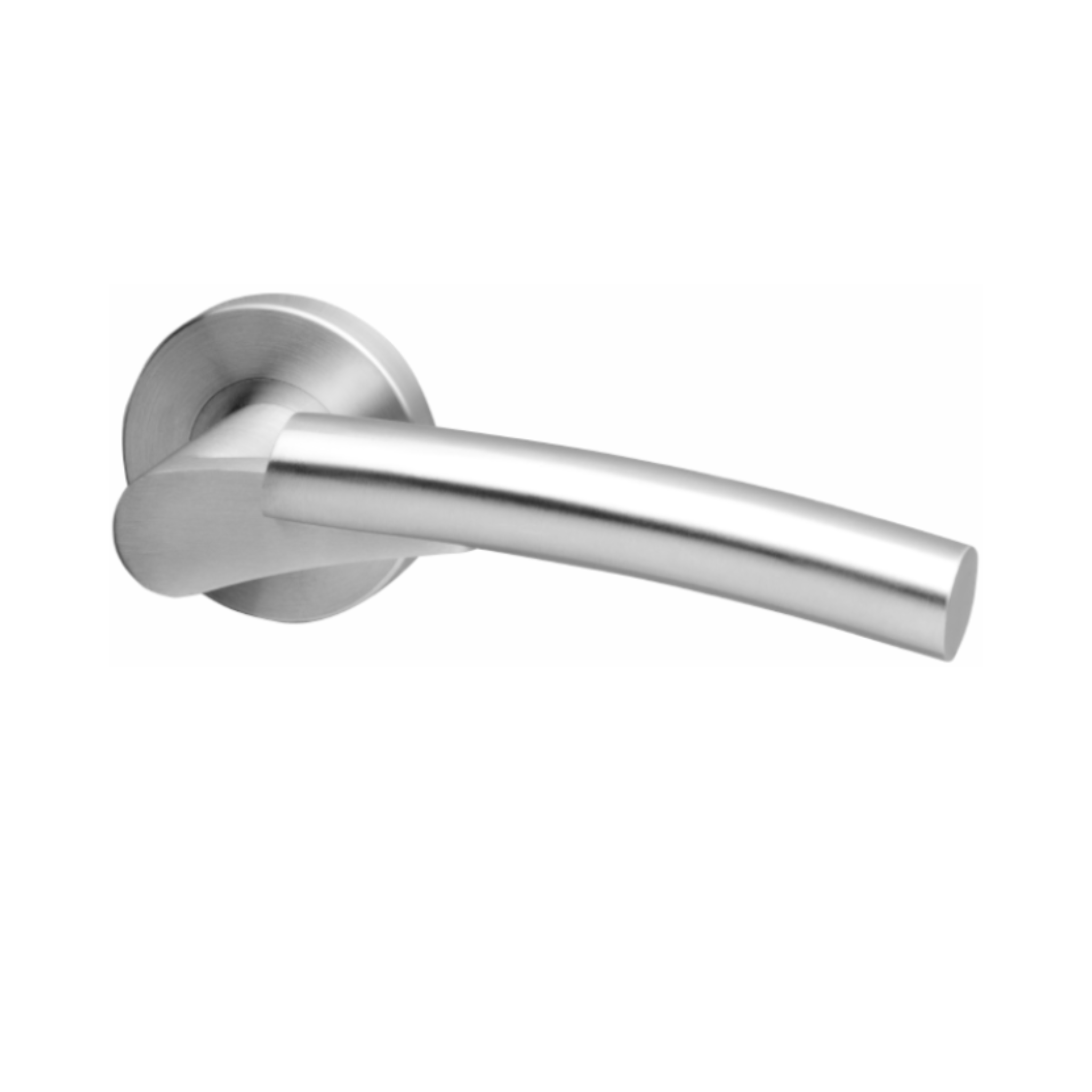 Chama, Lever Handles, Form, On Round Rose, With Escutcheons, Stainless Steel, QS