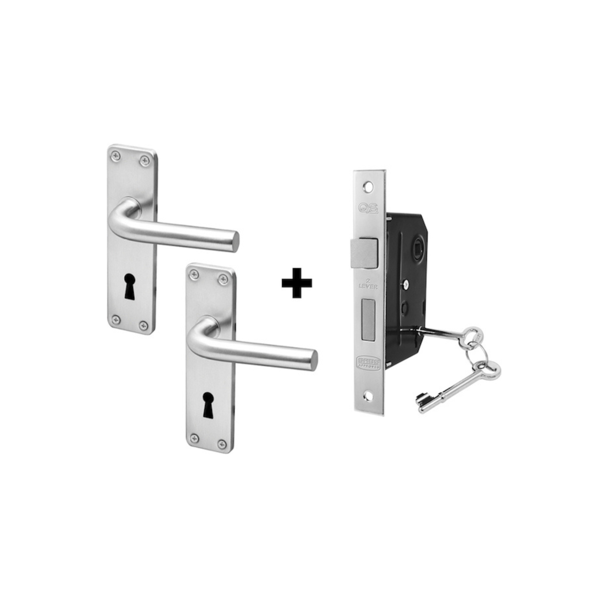 Coupe  Oslo 2 Lever lockset, Lever Handle, Coupé, On Plate, Stainless Steel, QS