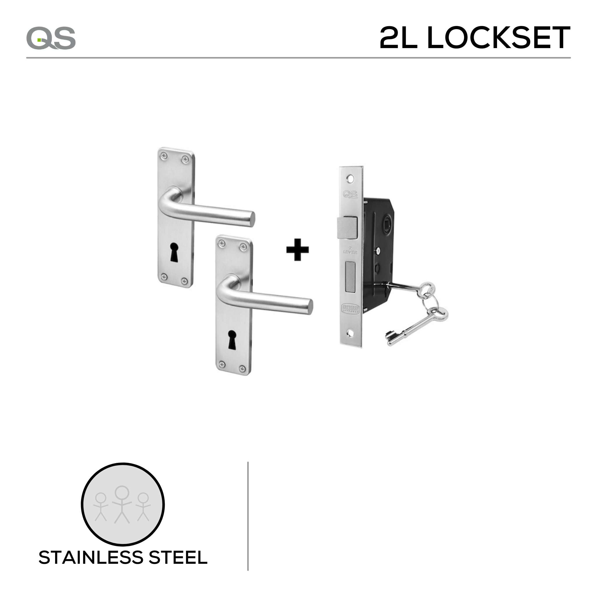 Coupe  Oslo 2 Lever lockset, Lever Handle, Coupé, On Plate, Stainless Steel, QS