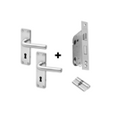Coupe  Oslo Cylinder lockset, Lever Handle, Coupé, On Plate, With QS5757J/1 and QS1104A Cyl Lock, Stainless Steel, QS-2