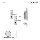 Coupe  Oslo Cylinder lockset, Lever Handle, Coupé, On Plate, With QS5757J/1 and QS1104A Cyl Lock, Stainless Steel, QS-1
