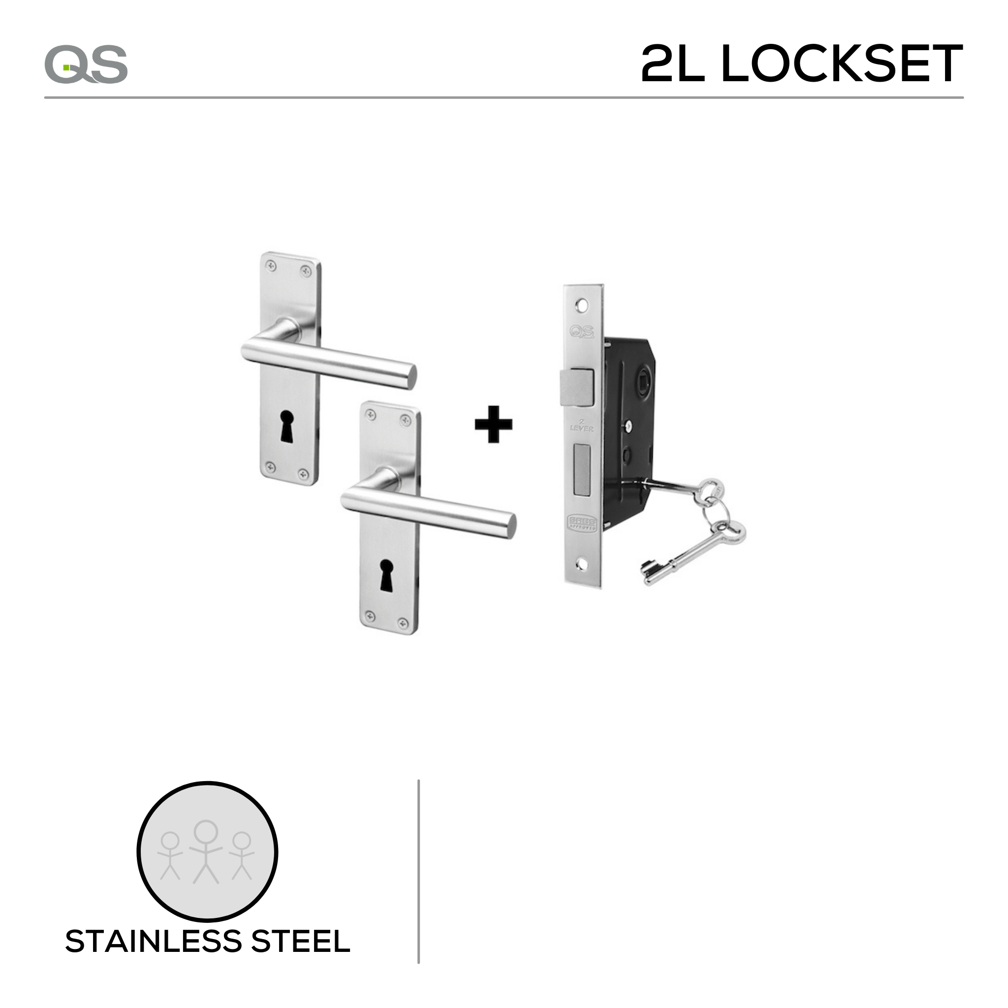 Coupe  Oulu 2 Lever lockset, Lever Handle, Coupé, On Plate, Stainless Steel, QS