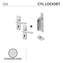 Coupe  Oulu Cylinder lockset, Lever Handle, Coupé, On Plate, Stainless Steel, QS-1
