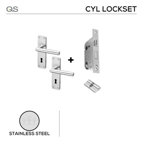 Coupe  Oulu Cylinder lockset, Lever Handle, Coupé, On Plate, Stainless Steel, QS