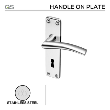 Main product view showing QS Stainless Steel Lever Handle — strong stainless style for patio and sliding doors.