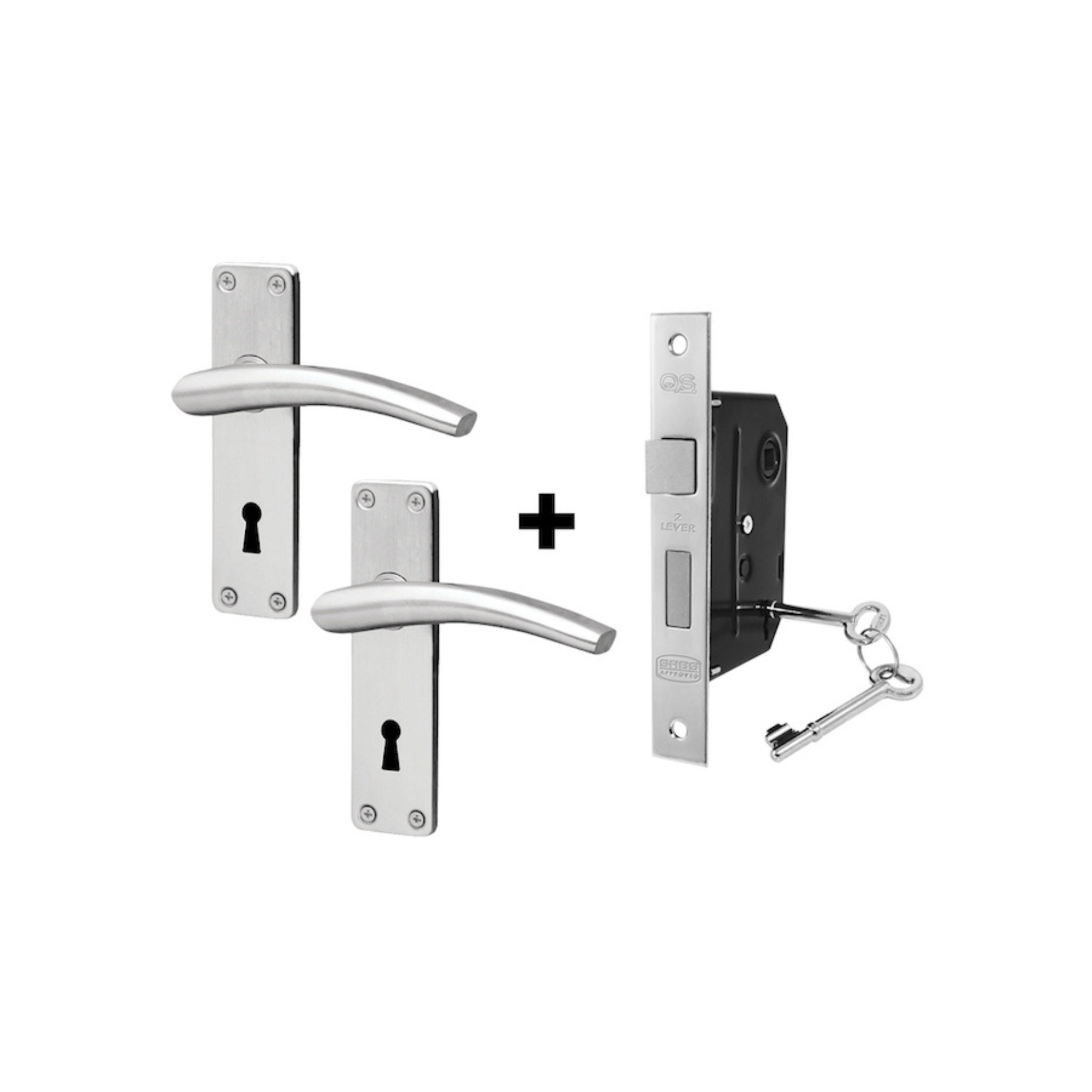 Coupe  Solna 2 Lever lockset, Lever Handle, Coupé, On Plate, Stainless Steel, QS