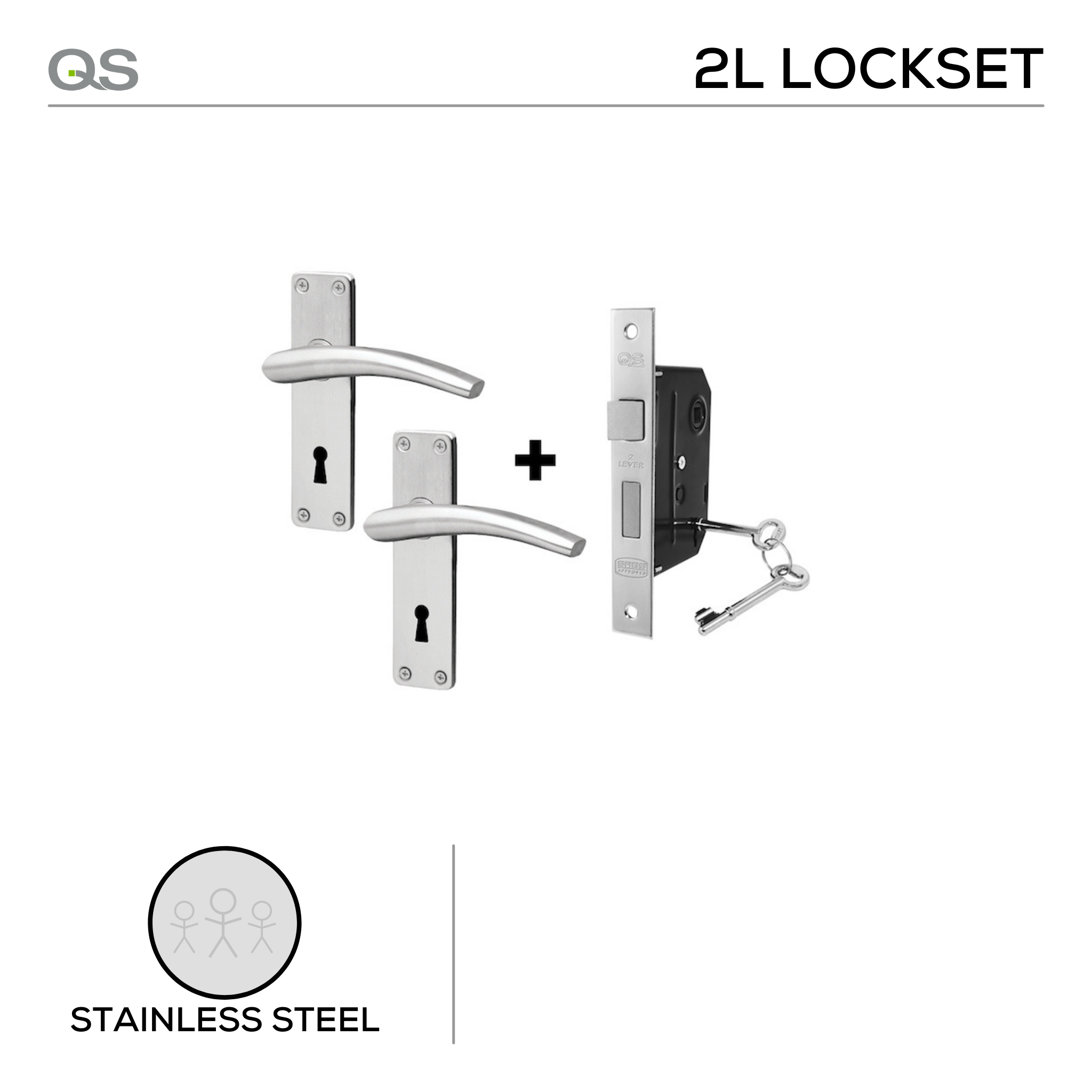 Coupe  Solna 2 Lever lockset, Lever Handle, Coupé, On Plate, Stainless Steel, QS