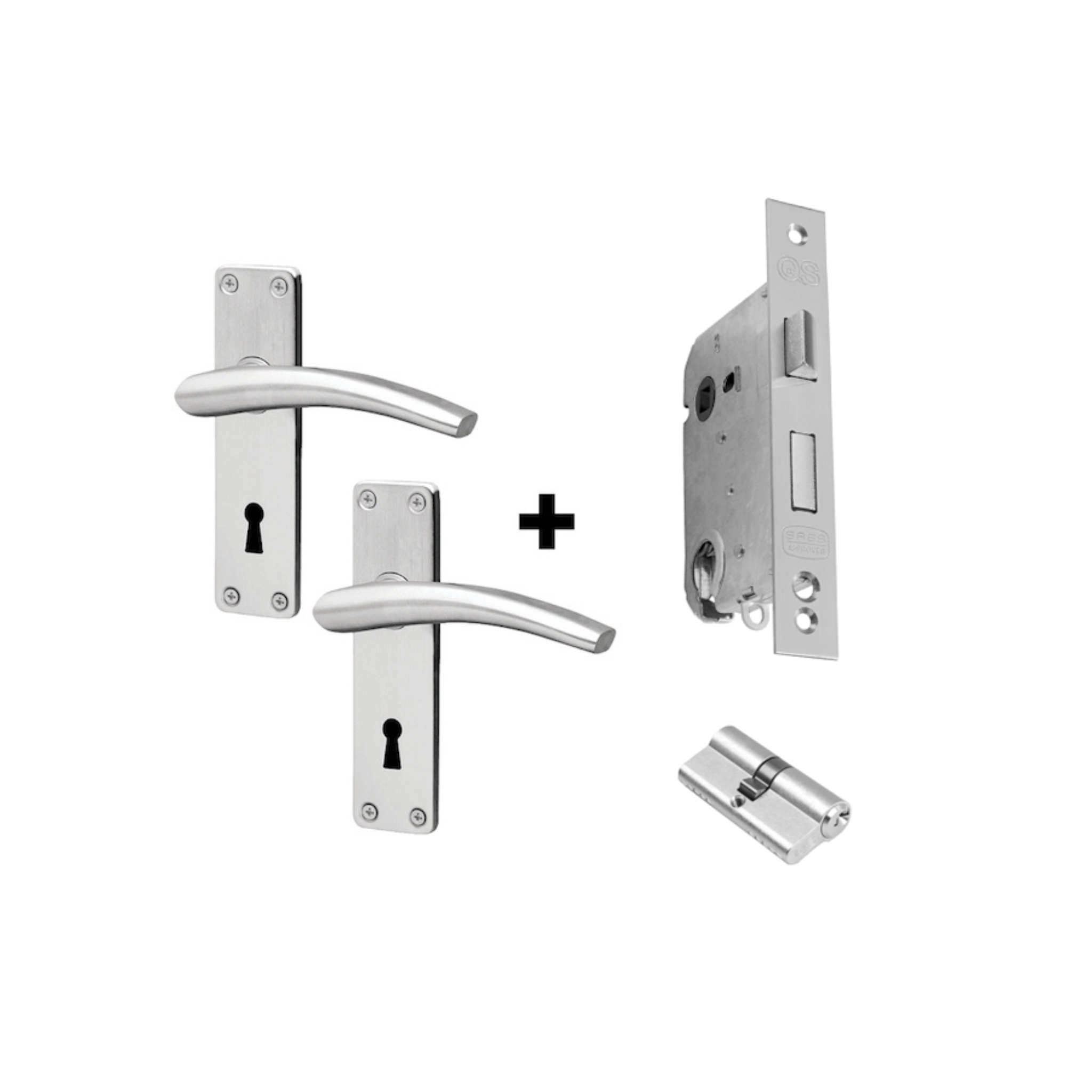 Coupe  Solna Cylinder lockset, Lever Handle, Coupé, On Plate, Stainless Steel, QS