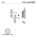 Coupe  Solna Cylinder lockset, Lever Handle, Coupé, On Plate, Stainless Steel, QS-1