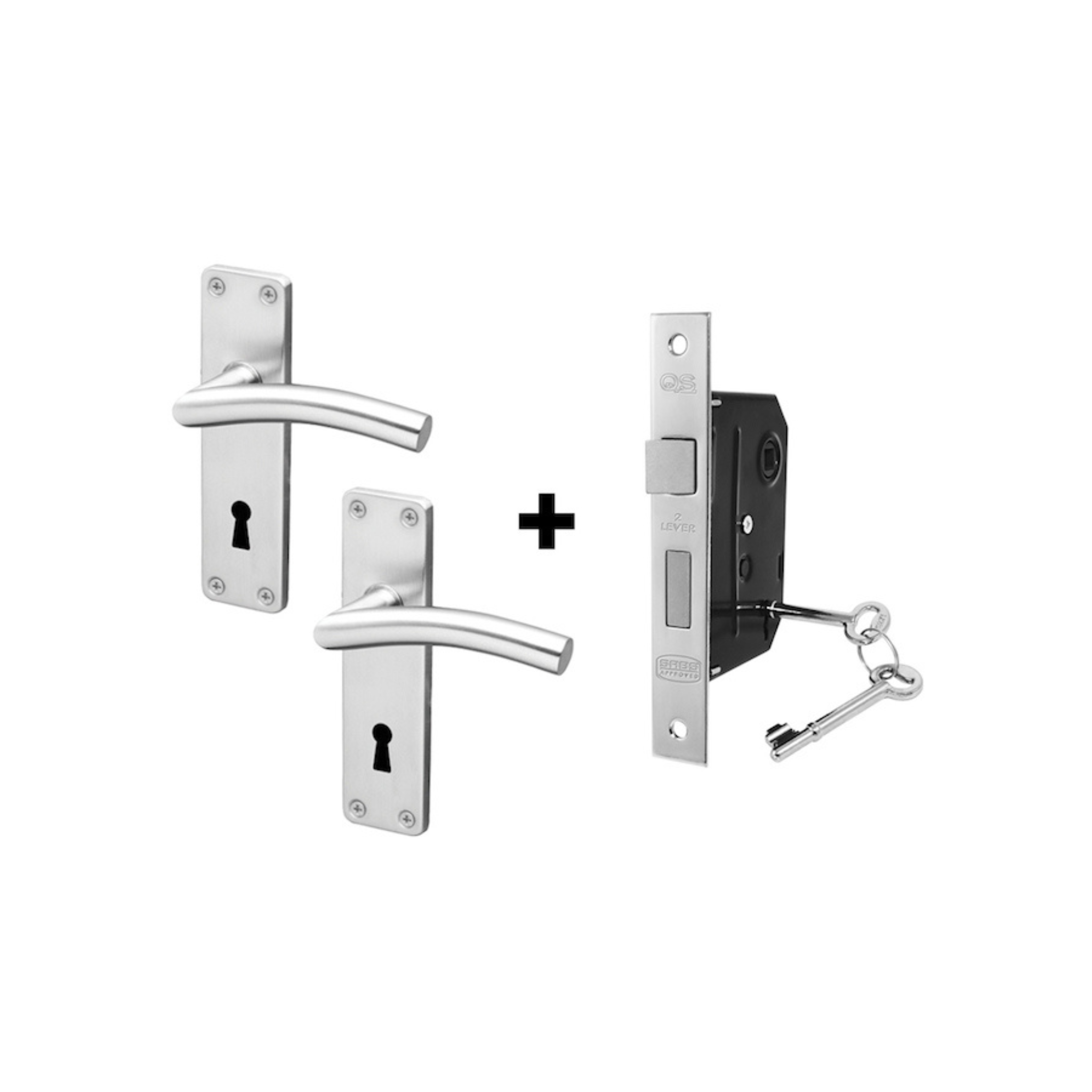 Coupe  Umea 2 Lever lockset, Lever Handle, Coupé, On Plate, Stainless Steel, QS