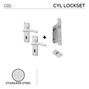 Coupe  Umea Cylinder lockset, Lever Handle, Coupé, On Plate, Stainless Steel, QS-1