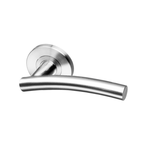 Coupe  Vaasa -Rose, Lever Handles, Tubular, Round Rose, With Escutcheons, Stainless Steel, QS