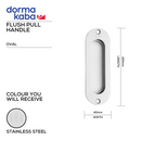 DFP-SS-024, Pull Handle, Recessed, Flush, Oval, 120mm (l) x 40mm (w), Stainless Steel, DORMAKABA-1