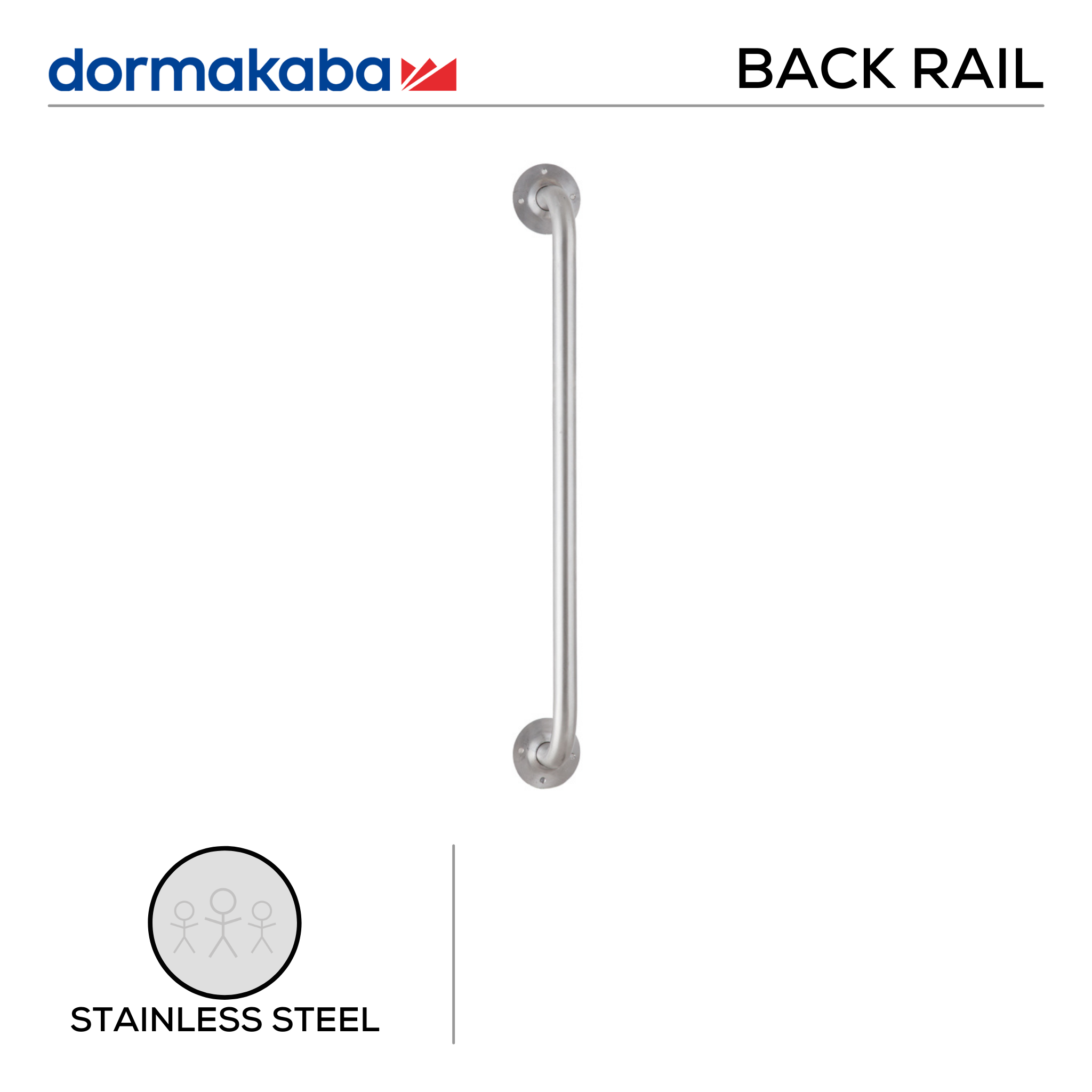 DGR-SS-151, Back Rail, Flushvalve, 800mm (l) x 80mm (w), Stainless Steel, DORMAKABA