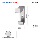 DHC-SS-030-A, Hat & Coat Hook, 80mm (l) x 63mm (w) x 25mm (t), Stainless Steel, DORMAKABA-1