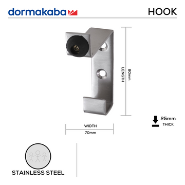 DORMAKABA Stainless Steel Door main product view for doors — strong stainless style, 80mm (l) x 70mm (w).