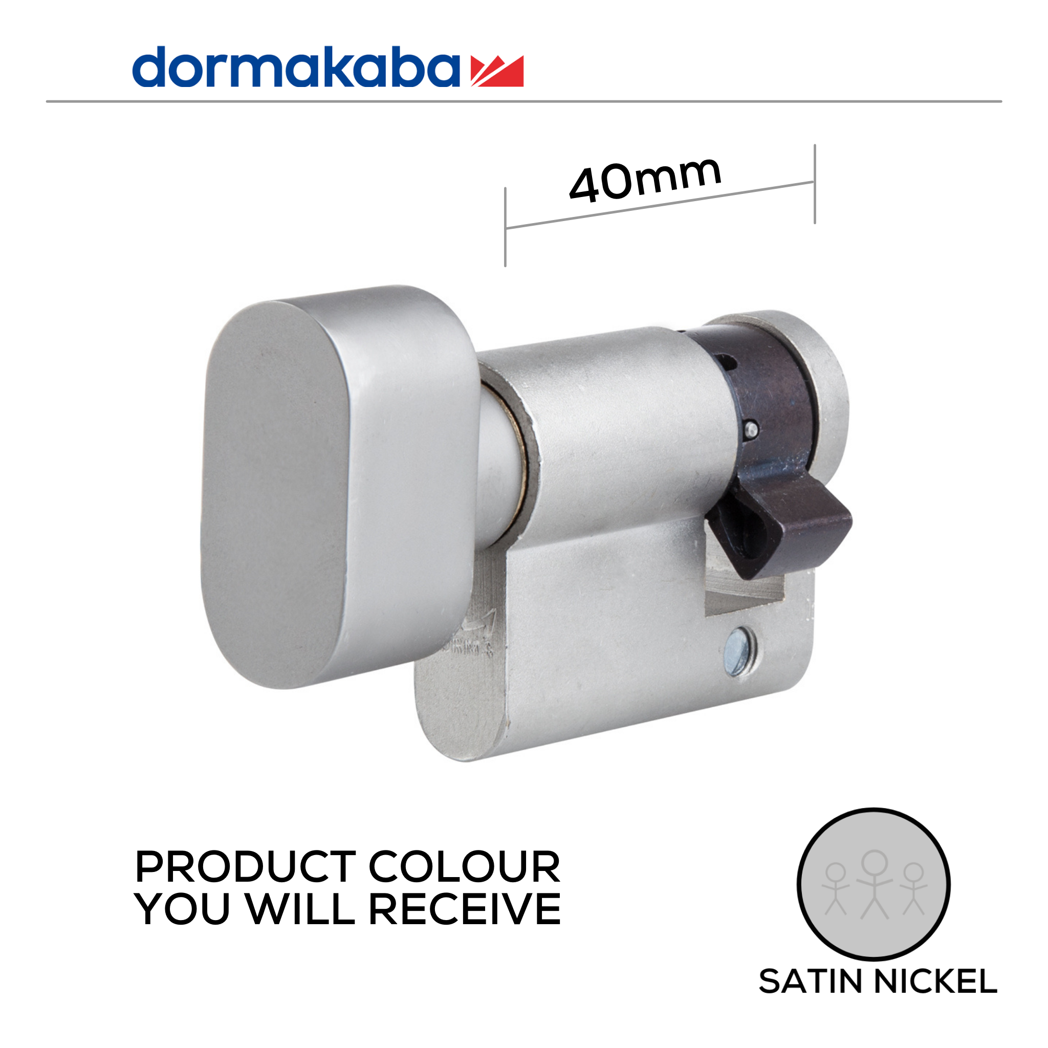 DHK004201, 40mm - 30/10, Half (Single Cylinder), Thumbturn, Satin Nickel, DORMAKABA