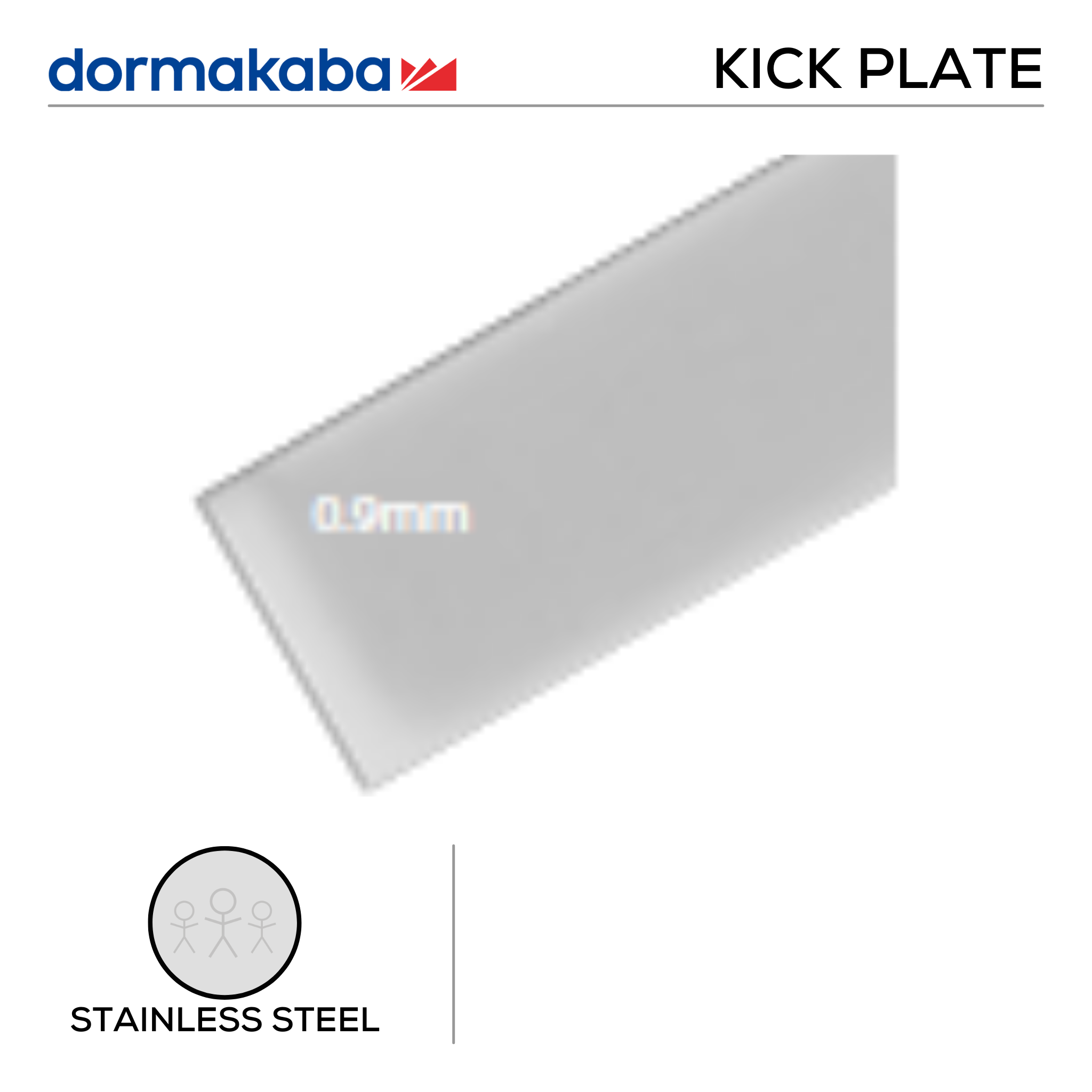 DKP-SS-163, Kick Plate, 0.9mm (t), Grade 430, Brushed Stainless Steel, Dormakaba