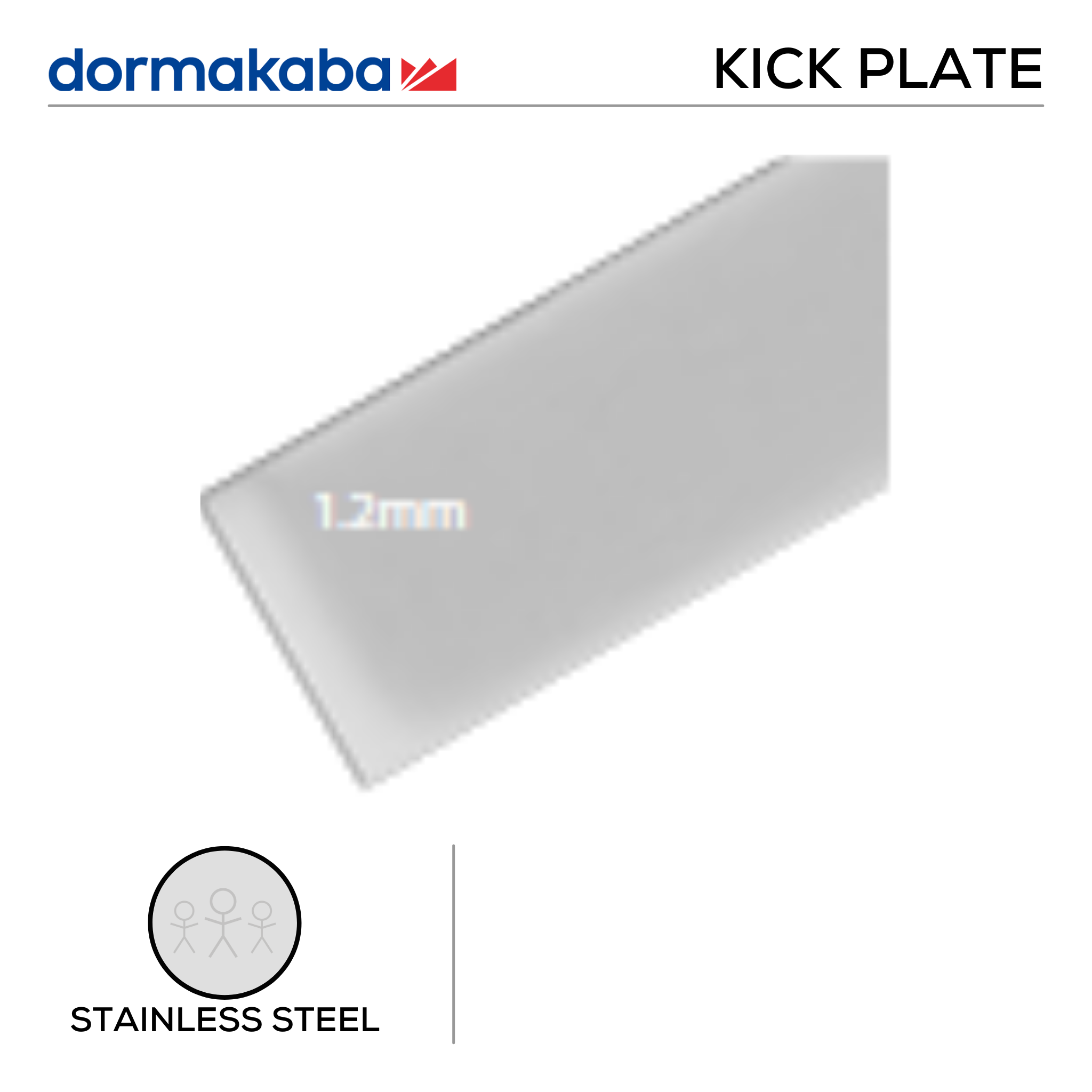 DKP-SS-164, Kick Plate, 1.2mm (t), Grade 430, Brushed Stainless Steel, Dormakaba