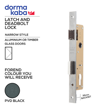 DORMAKABA Black Cylinder Lock shown in main product view, giving doors sharp modern attitude, 35mm.
