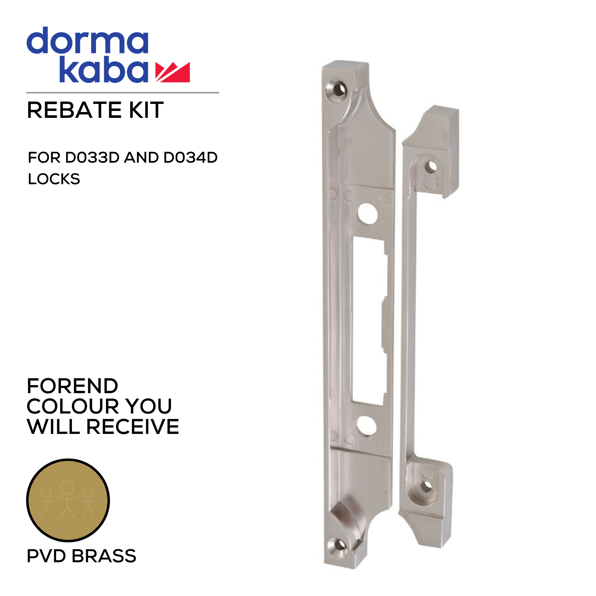 D039R Brass PVD, Rebate Kit, for D033D and D034S Locks, PVD Brass, DORMAKABA