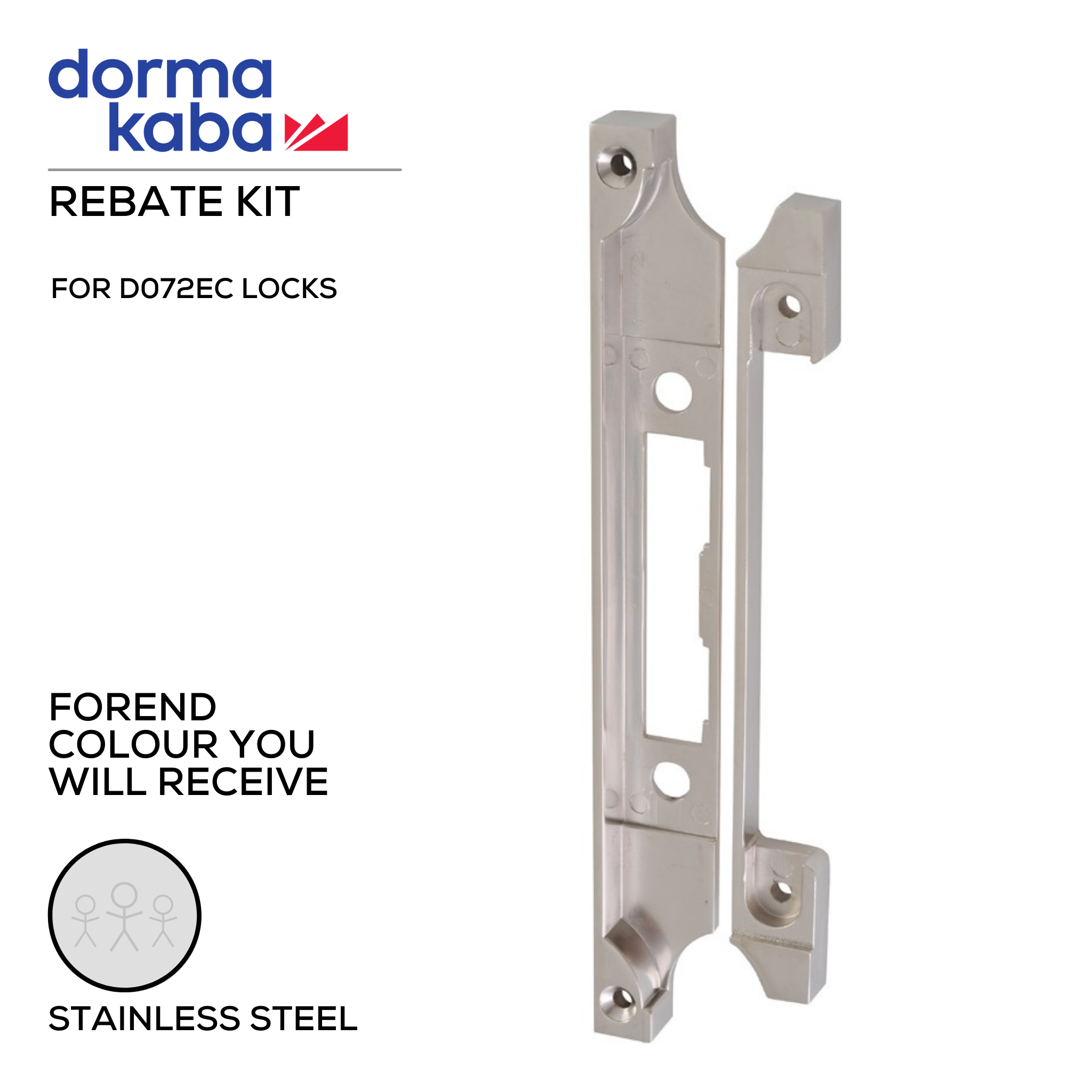 D072EC REBT, Rebate Kit, for D072EC Lock, Stainless Steel, DORMAKABA