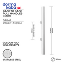 DPH 205 BTB, Pull Handle, Tubular, Straight, T Handle, BTB, 30mm (Ø) x 400mm (l) x 150mm (ctc), Stainless Steel, DORMAKABA-1