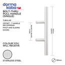 DPH 206 BT, Pull Handle, Tubular, Offset, T Handle, BoltThru, 30mm (Ø) x 400mm (l) x 150mm (ctc), Stainless Steel, DORMAKABA-1