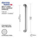 DPH 301A BT, Pull Handle, Tubular, Straight, D Handle, BoltThru, 25mm (Ø) x 325mm (l) x 300mm (ctc), Stainless Steel, DORMAKABA-1