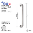 DPH 301B BT, Pull Handle, Tubular, Straight, D Handle, BoltThru, 25mm (Ø) x 325mm (l) x 300mm (ctc), Stainless Steel, DORMAKABA-1