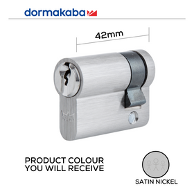 DSC054201 KD, 42mm - 32/10, Half (Single Cylinder), Key, Keyed to Differ (Standard), 2 Keys, 5 Pin, Satin Nickel, DORMAKABA