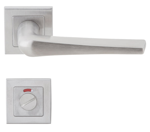 DSQ 903 Bathroom W/C, Lever Handles, Square, On Square Rose, With Bathroom (WC) Indicator Set - DSQ 005, 148mm (l), Stainless Steel, DORMAKABA