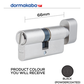 DBC006502, 66mm - 32.5/32.5, Double Cylinder (Bathroom/Privacy/Emergency), Thumbturn to Coin, Black (Powdercoated), DORMAKABA