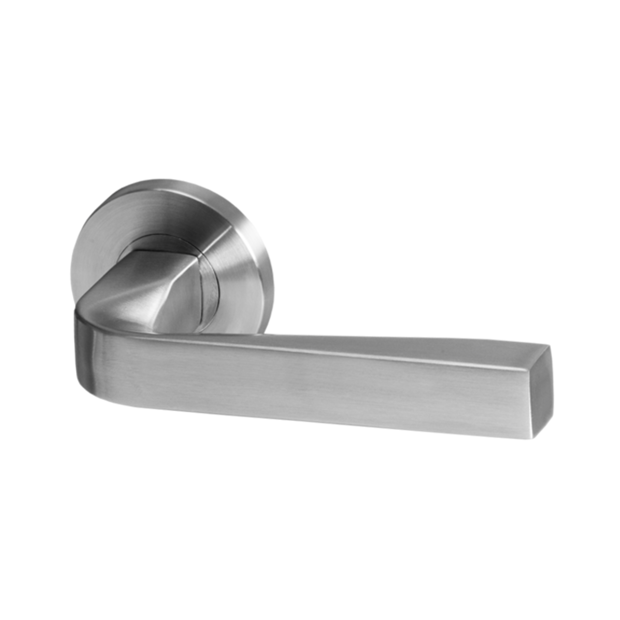 Ekero, Lever Handles, Form, On Round Rose, With Escutcheons, Stainless Steel, QS