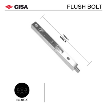 CISA Black Hinge for doors, main product view with bold black energy, 200mm (l) x 19mm (w).
